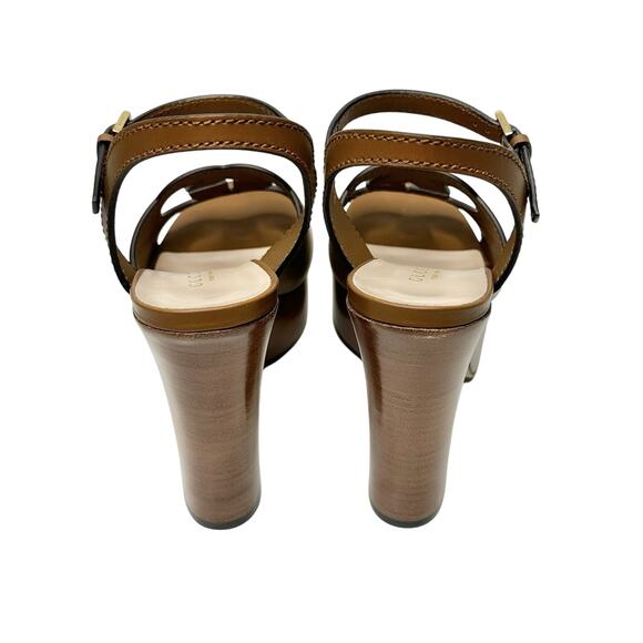 Gucci Cutout Interlocking G 36.5/ US 6.5 Platform Sandal Dark Brown Leather NIB - Picture 10 of 15